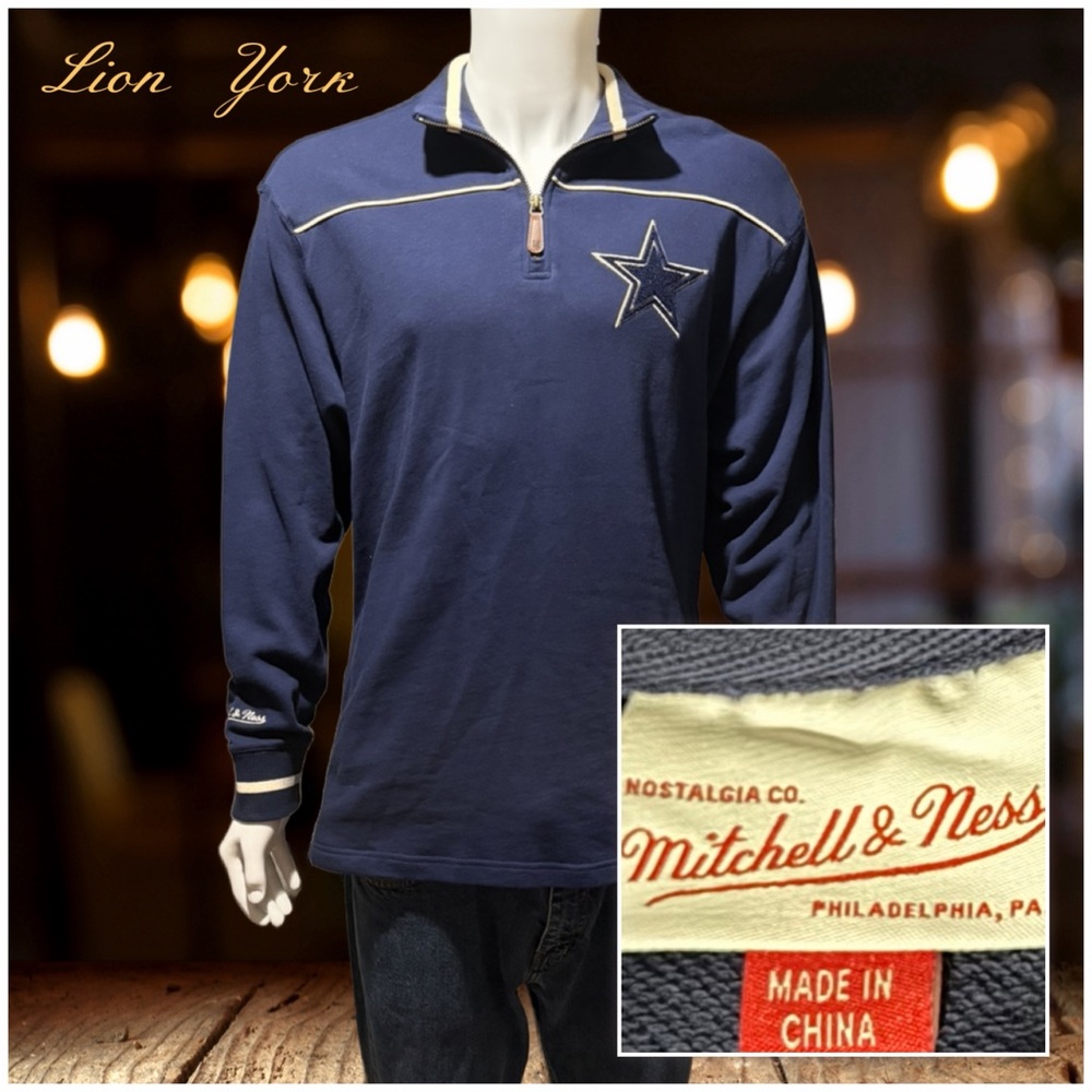 Mitchell & Ness Navy Quarter-Zip Sweatshirt
